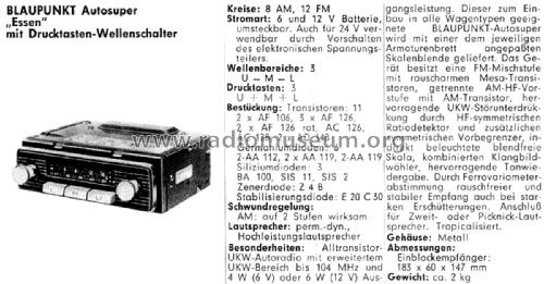 Essen ab V 500001; Blaupunkt Ideal, (ID = 2393903) Car Radio