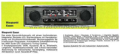 Essen IC 7.639.209 ab 2860001; Blaupunkt Ideal, (ID = 2387899) Car Radio