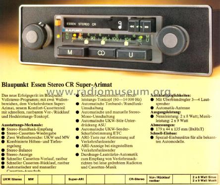 Essen Stereo CR Super-Arimat 7.630.925.010 ab FD046; Blaupunkt Ideal, (ID = 2390887) Car Radio