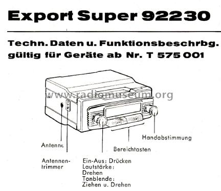Export Super 92230 ab T 575001; Blaupunkt Ideal, (ID = 2515336) Car Radio