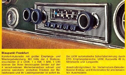 Frankfurt 7.632.641.200 ab 5500001; Blaupunkt Ideal, (ID = 2392007) Car Radio