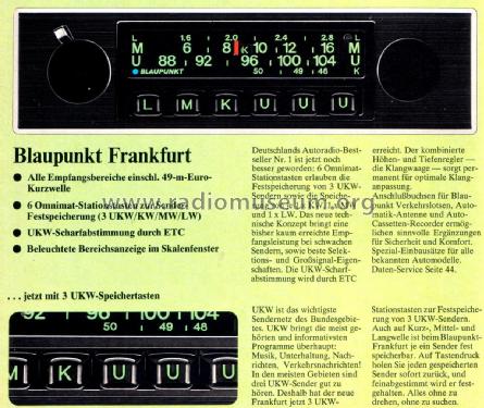 Frankfurt 7.636.640.010; Blaupunkt Ideal, (ID = 2211037) Car Radio