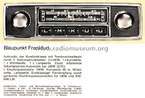 Frankfurt ab X 510001; Blaupunkt Ideal, (ID = 2528833) Car Radio