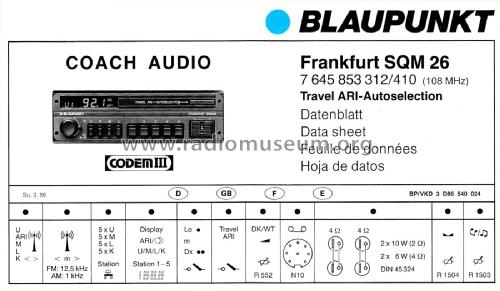 Frankfurt SQM 26 7.645.853.410; Blaupunkt Ideal, (ID = 2363065) Car Radio