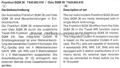 Frankfurt SQM 26 7.645.853.410; Blaupunkt Ideal, (ID = 2363285) Car Radio