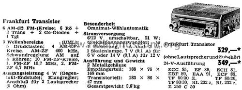Frankfurt Transistor TR ab D 570001; Blaupunkt Ideal, (ID = 2512142) Car Radio