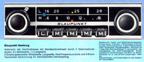 Hamburg 7.631.520 ab Nr.: 4130001; Blaupunkt Ideal, (ID = 2668306) Car Radio
