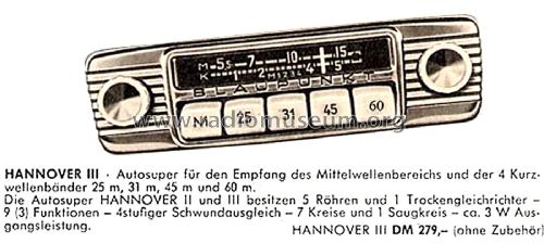 Hannover III ab D 350001; Blaupunkt Ideal, (ID = 2511330) Car Radio