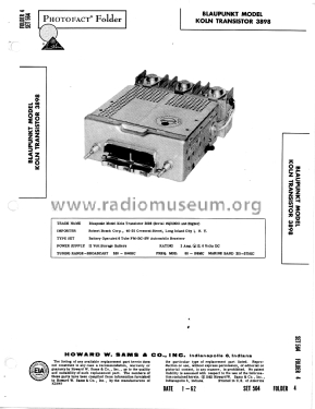 Köln Transistor US 3898 ab G 310001; Blaupunkt Ideal, (ID = 2547381) Car Radio