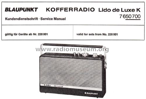 Lido de Luxe K 7.650.700; Blaupunkt Ideal, (ID = 2671085) Radio