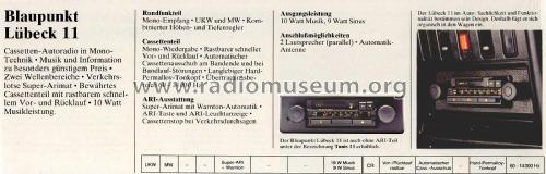 Lübeck 11 7.641.011.010; Blaupunkt Ideal, (ID = 2390923) Car Radio