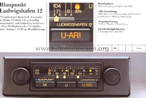Ludwigshafen 12 7.632.010.010; Blaupunkt Ideal, (ID = 2531027) Car Radio