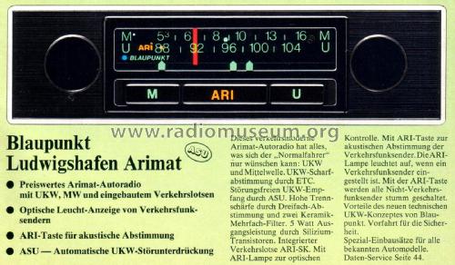 Ludwigshafen Arimat ASU 7.636.323 ab 2400001; Blaupunkt Ideal, (ID = 2210272) Car Radio