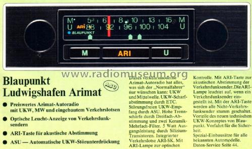 Ludwigshafen Arimat ASU 7.636.325 ab 2450001; Blaupunkt Ideal, (ID = 2529389) Car Radio