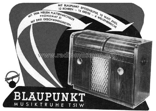 Luxus-Musiktruhe T51W; Blaupunkt Ideal, (ID = 2536930) Radio
