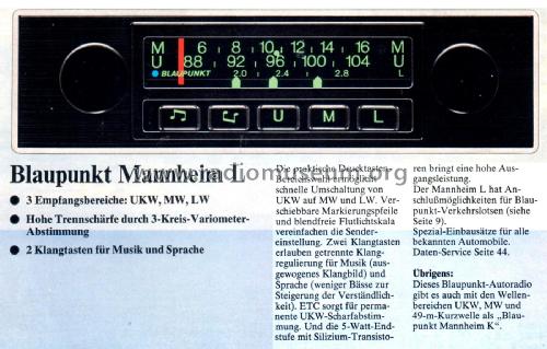 Mannheim L 7.635.330 ab F 8500001; Blaupunkt Ideal, (ID = 2210377) Autoradio