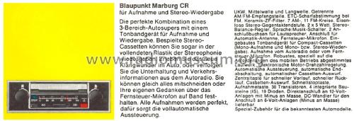Marburg CR 7.630.930 ab 1350001; Blaupunkt Ideal, (ID = 2547279) Car Radio