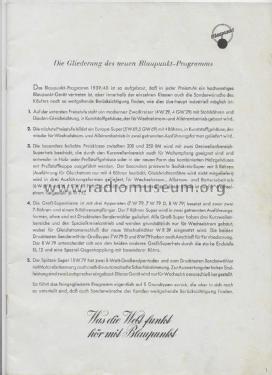 Blaupunkt Radio 1939/40 , Prospekt ; Blaupunkt Ideal, (ID = 2788583) Paper