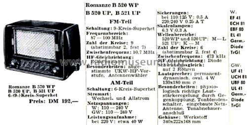 Romanze B520WP; Blaupunkt Ideal, (ID = 2585552) Radio