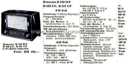 Romanze B521UP; Blaupunkt Ideal, (ID = 2592304) Radio