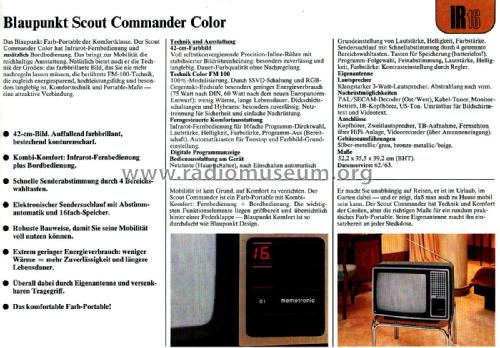 Scout Commander IR16 Color P - Memotronic FM 100-20 GS - Best. Nr. 7 660 050; Blaupunkt Ideal, (ID = 2851612) Television