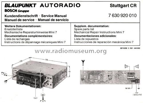 Stuttgart CR 7.630.920.010; Blaupunkt Ideal, (ID = 2556042) Car Radio