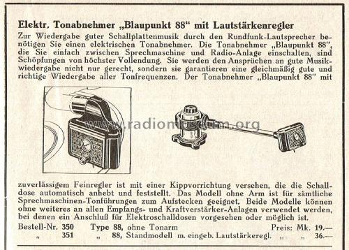 Tonabnehmer 88; Blaupunkt Ideal, (ID = 2610417) Microphone/PU