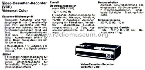Video-Cassetten-Recorder Videomat Color 7 619 300 703; Blaupunkt Ideal, (ID = 2848858) R-Player
