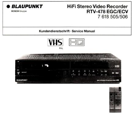 Video Recorder RTV-478 HiFi Stereo VPS; Blaupunkt Ideal, (ID = 2851485) Enrég.-R