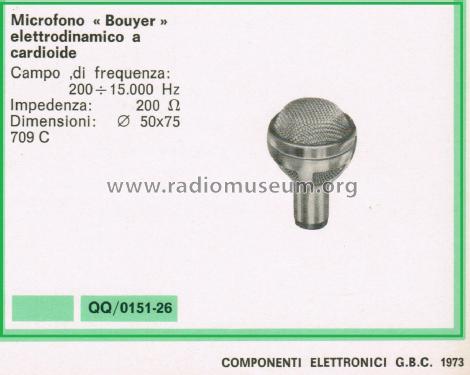 Microphone électrodynamique cardioïde. 709 C; Bouyer, Paul (ID = 3127645) Microfono/PU