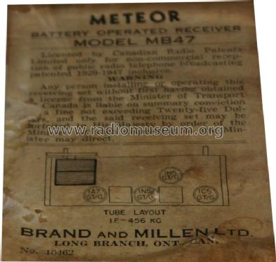 Meteor MB47; Brand and Millen (ID = 236986) Radio