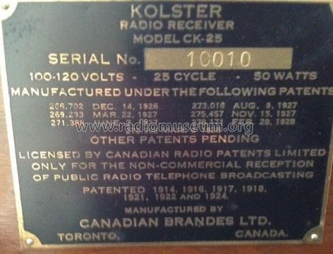CK-25 ; Canadian Brandes Ltd (ID = 2126646) Radio