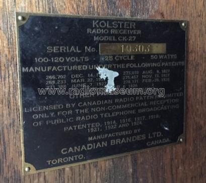 CK-27 ; Canadian Brandes Ltd (ID = 2132148) Radio