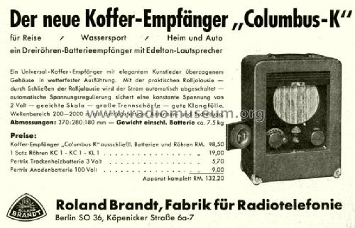 Columbus K; Brandt Roland Brandt (ID = 1519800) Radio