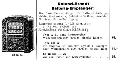 Columbus LB76; Brandt Roland Brandt (ID = 409507) Radio