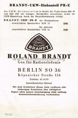 UKW-Einsatz PR-E; Brandt Roland Brandt (ID = 2753793) Converter