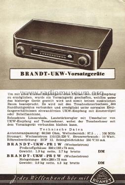 UKW-Vorsetzer PR III W ; Brandt Roland Brandt (ID = 2753796) Adapteur