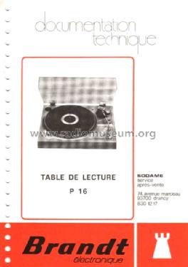 Table de lecture P16; Brandt electronique (ID = 2345966) Reg-Riprod