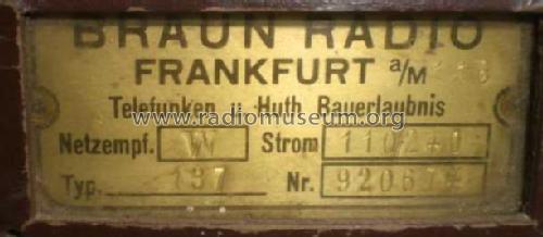 137W; Braun; Frankfurt (ID = 1112898) Radio