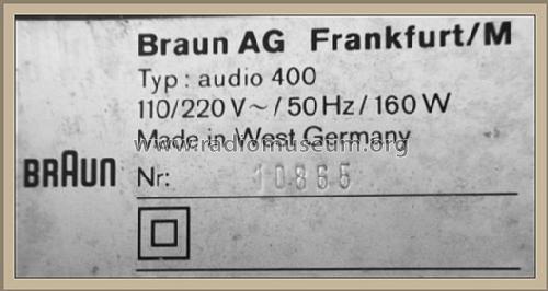 Audio 400; Braun; Frankfurt (ID = 1658412) Radio