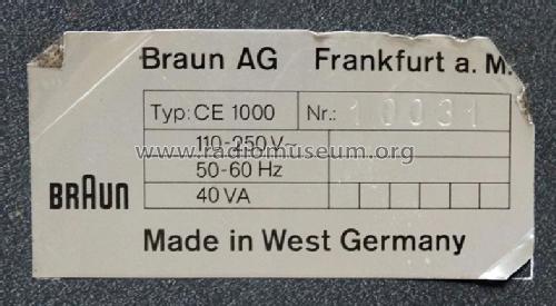 CE1000; Braun; Frankfurt (ID = 2664057) Radio