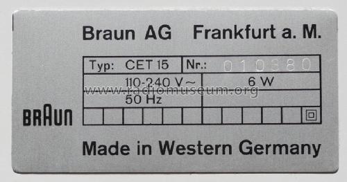 Radioempfangsteil - Radio Receiver CET15; Braun; Frankfurt (ID = 1045223) Radio