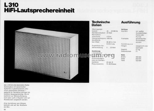 HiFi-Lautsprechereinheit L 310; Braun; Frankfurt (ID = 1881604) Speaker-P
