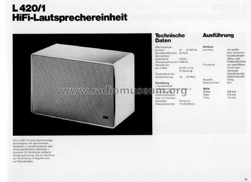 HiFi-Lautsprechereinheit L 420/1; Braun; Frankfurt (ID = 1881605) Lautspr.-K