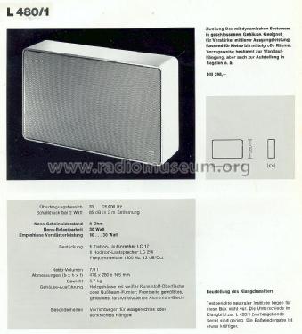 HiFi-Lautsprechereinheit L 480/1; Braun; Frankfurt (ID = 1753701) Parleur