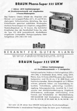 Phono-Super 555UKW; Braun; Frankfurt (ID = 1753392) Radio