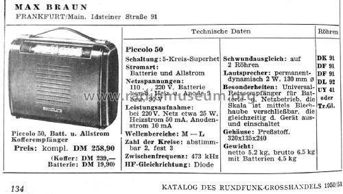 Piccolo 50; Braun; Frankfurt (ID = 2183480) Radio