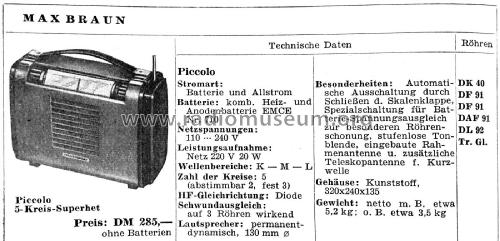 Piccolo P51 ; Braun; Frankfurt (ID = 2183485) Radio