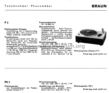 Plattenspieler PS2; Braun; Frankfurt (ID = 2992041) R-Player