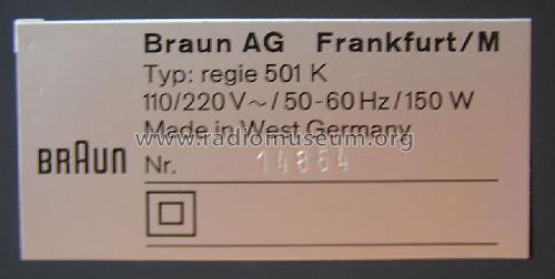 Regie  501K; Braun; Frankfurt (ID = 233447) Radio